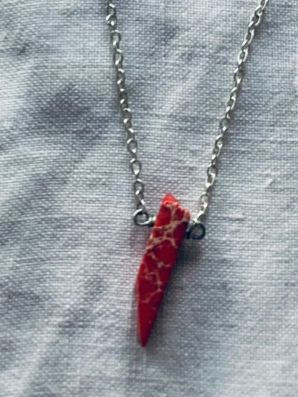 Red Jasper on Silver Chain